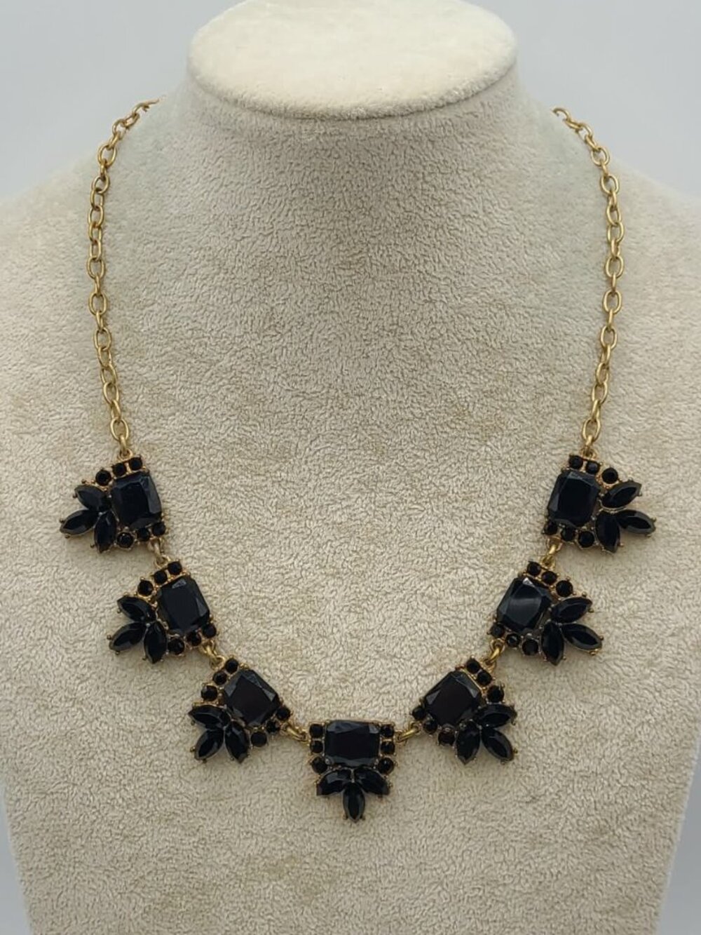 J Crew Black Resin gold Tone Necklace